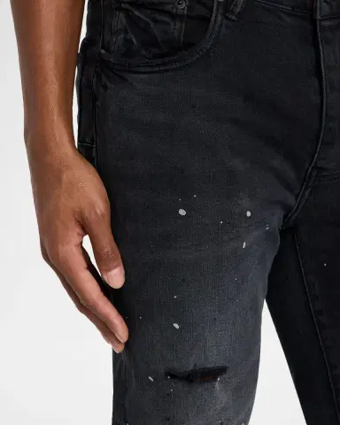 PURPLE Men's Reflective Paint Rip & Pair Denim Jeans | Thumbnail 4