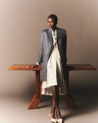 Thom Browne Metallic Embroidered Single-Breasted Cashmere Overcoat | Thumbnail 4
