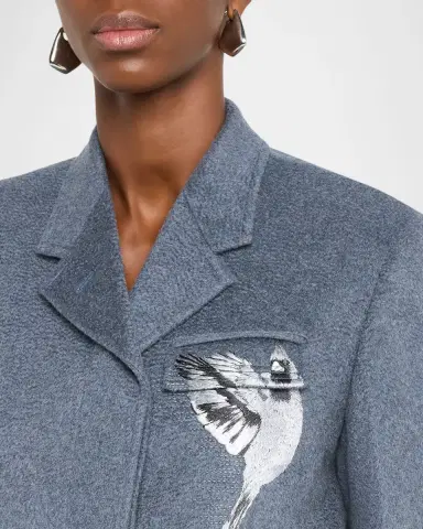 Thom Browne Metallic Embroidered Single-Breasted Cashmere Overcoat | Thumbnail 5