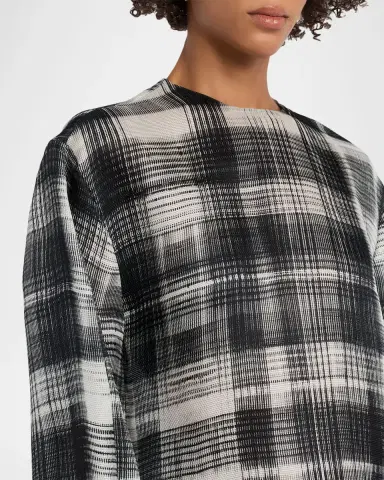 Brandon Maxwell Briggs Fur-Print Balloon-Sleeve Silk Blouse | Thumbnail 4