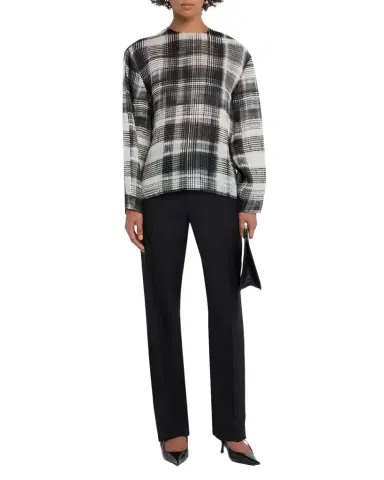 Brandon Maxwell Briggs Fur-Print Balloon-Sleeve Silk Blouse | Thumbnail 1