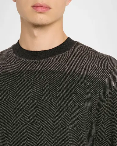 Emporio Armani Men's Colorblock Geo Knit Crewneck Sweater | Thumbnail 4 Emporio Armani Men's Colorblock Geo Knit Crewneck Sweater | Thumbnail 4