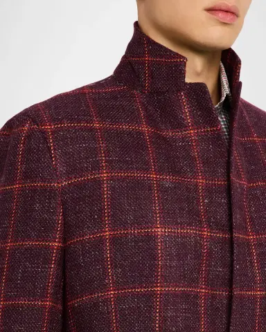 Kiton Men's Cashmere-Blend Bordeaux and Orange Sport Coat | Thumbnail 5 Kiton Men's Cashmere-Blend Bordeaux and Orange Sport Coat | Thumbnail 5
