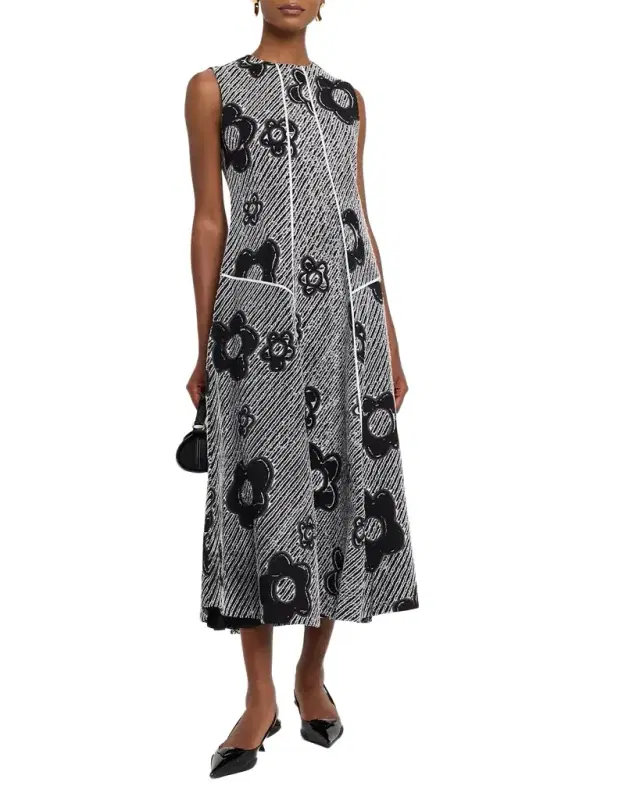 Bennet Sleeveless Fringed Floral Midi Dress