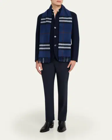 Burberry Men's Cashmere Check Scarf | Thumbnail 2 Burberry Men's Cashmere Check Scarf | Thumbnail 2