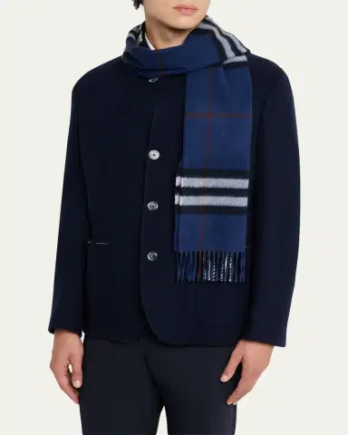 Burberry Men's Cashmere Check Scarf | Thumbnail 3 Burberry Men's Cashmere Check Scarf | Thumbnail 3