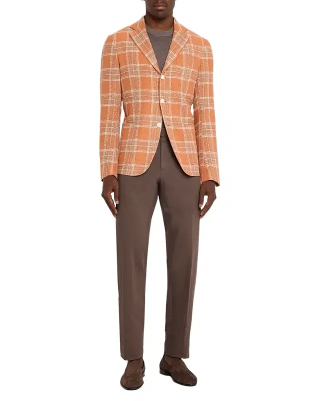 Men's Wool and Silk Large Plaid Sport Coat