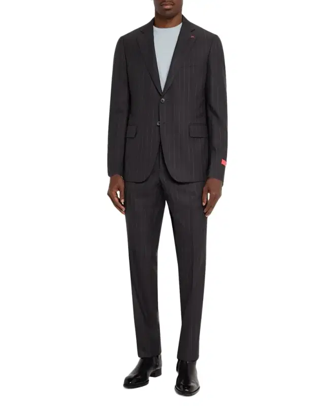 Men 's Wool Pinstripe Slim Two-Piece Suit