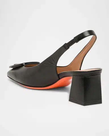 Santoni Lemon Buckle Slingback Leather Pumps | Thumbnail 2