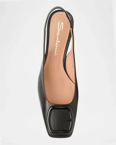 Santoni Lemon Buckle Slingback Leather Pumps | Thumbnail 3