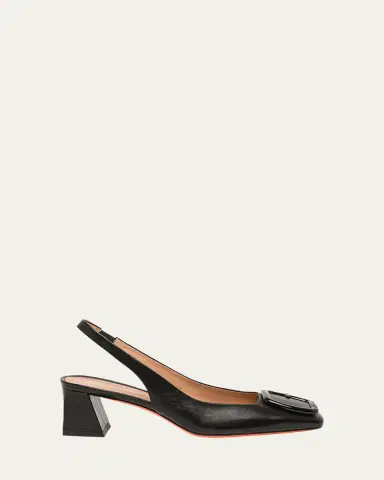 Santoni Lemon Buckle Slingback Leather Pumps | Thumbnail 4