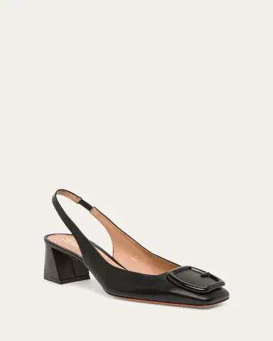 Santoni Lemon Buckle Slingback Leather Pumps | Thumbnail 5