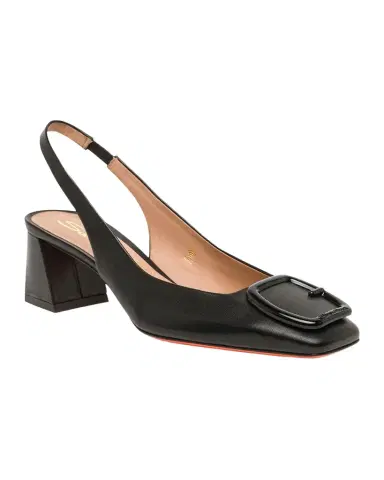 Santoni Lemon Buckle Slingback Leather Pumps | Thumbnail 1