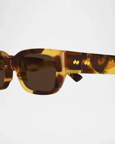 Bottega Veneta Men's Bv1400s-002 Intrecciato Acetate Rectangle Sunglasses | Thumbnail 2 Bottega Veneta Men's Bv1400s-002 Intrecciato Acetate Rectangle Sunglasses | Thumbnail 2