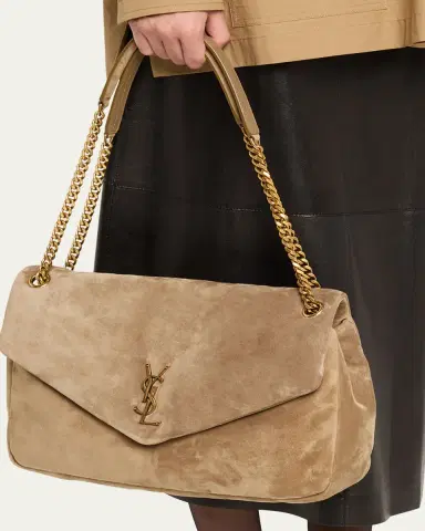 Saint Laurent Calypso Large YSL Chain Shoulder Bag in Suede | Thumbnail 2 Saint Laurent Calypso Large YSL Chain Shoulder Bag in Suede | Thumbnail 2