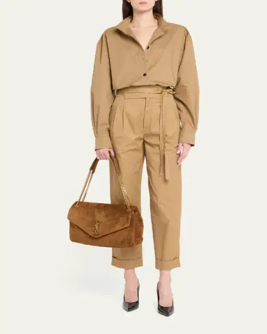 Saint Laurent Calypso Large YSL Chain Shoulder Bag in Suede | Thumbnail 9 Saint Laurent Calypso Large YSL Chain Shoulder Bag in Suede | Thumbnail 9
