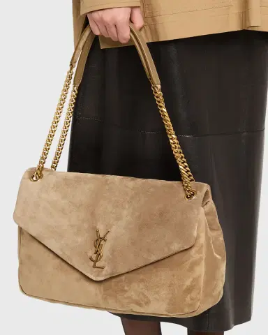 Saint Laurent Calypso Large YSL Chain Shoulder Bag in Suede | Thumbnail 10 Saint Laurent Calypso Large YSL Chain Shoulder Bag in Suede | Thumbnail 10