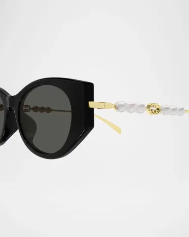 Gucci Pearls and Strass 54mm Cat-Eye Acetate Sunglasses | Thumbnail 2