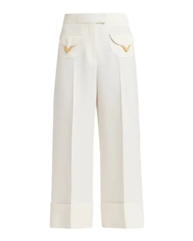 V-Logo Pocket Wide-Leg Crop Pants