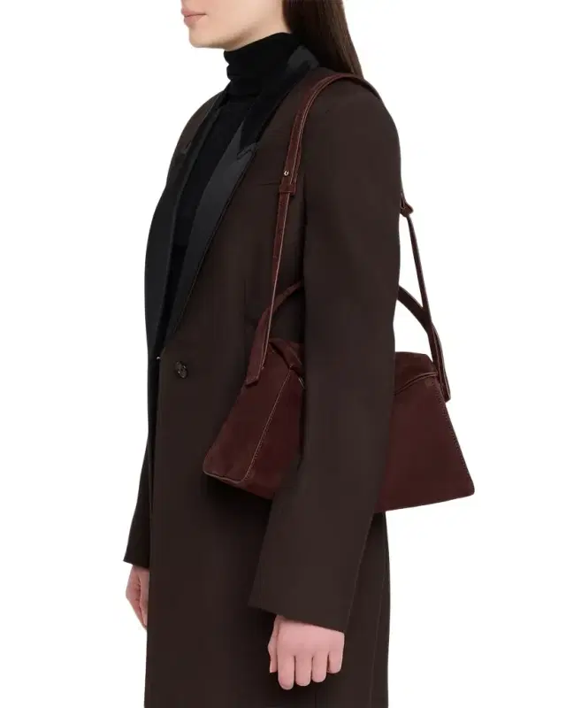 Elif La Grande Foldover Suede Shoulder Bag