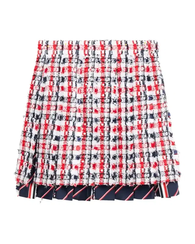 Pleated Tweed Mini Skirt