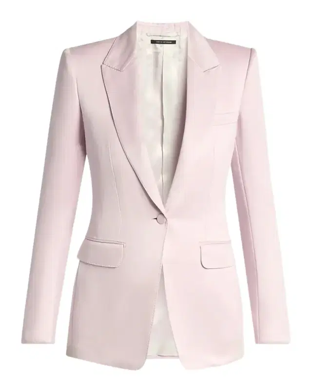 Single-Breasted Silk Blazer Jacket