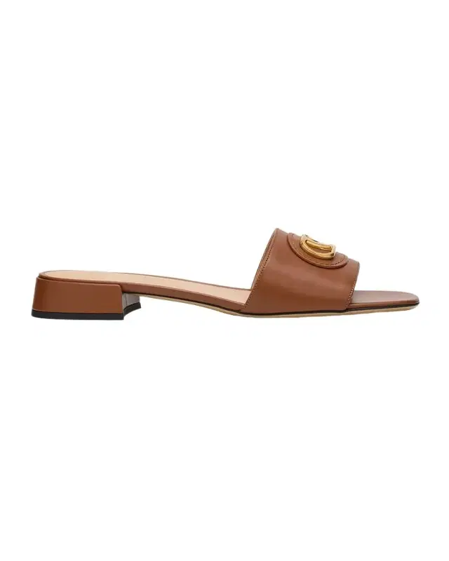20mm VLogo Leather Medallion Mule Sandals