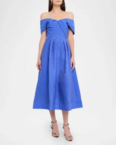 Rebecca Vallance Viola Pleated Off-Shoulder Midi Dress | Thumbnail 3 Rebecca Vallance Viola Pleated Off-Shoulder Midi Dress | Thumbnail 3