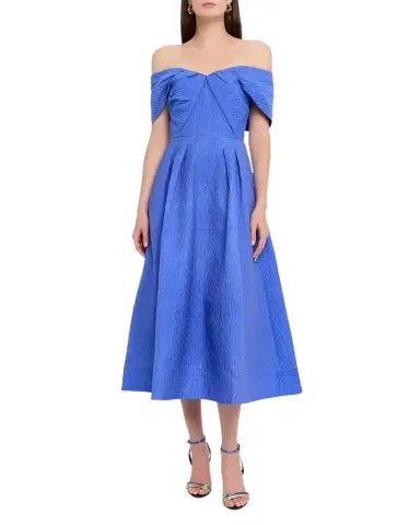 Rebecca Vallance Viola Pleated Off-Shoulder Midi Dress | Thumbnail 1 Rebecca Vallance Viola Pleated Off-Shoulder Midi Dress | Thumbnail 1