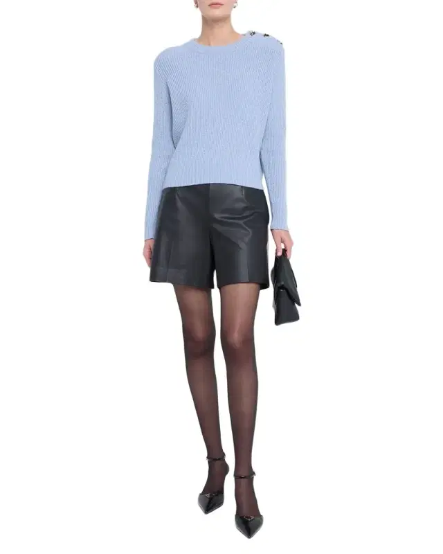 Crewneck Shaker Stitch Cashmere-Cotton Sweater