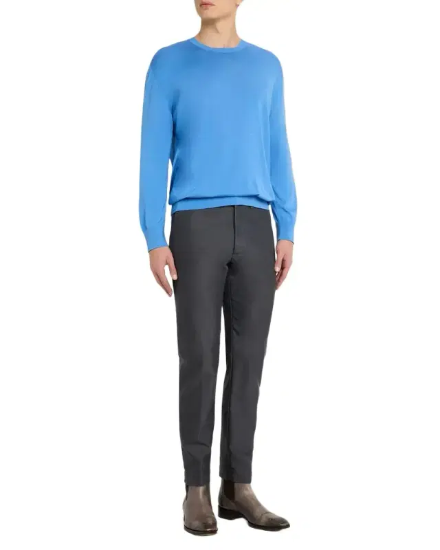 Men 's Silk Knit Crewneck Sweater