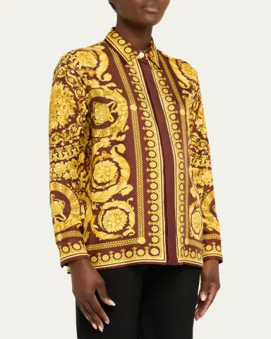 Versace Barocco Print Silk Shirt | Thumbnail 4 Versace Barocco Print Silk Shirt | Thumbnail 4