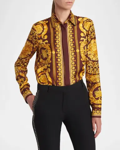 Versace Barocco Print Silk Shirt | Thumbnail 8 Versace Barocco Print Silk Shirt | Thumbnail 8