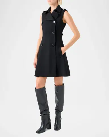 Akris punto Sleeveless Wool Mini Trench Dress | Thumbnail 4