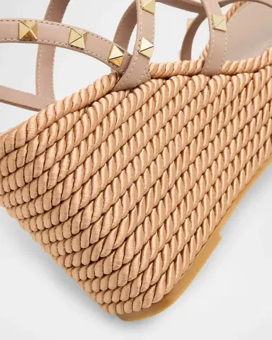 Valentino Garavani 95mm Rockstud Leather Wedge Espadrille Sandals | Thumbnail 5