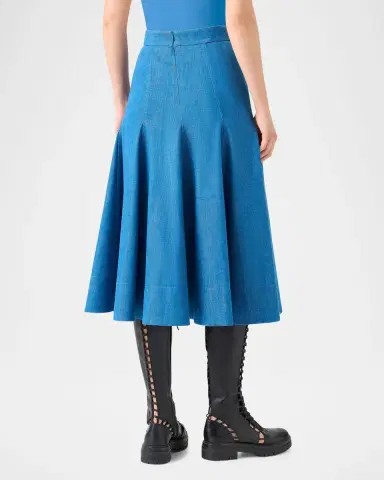 Akris Pleated Stretch Denim Midi Skirt | Thumbnail 3