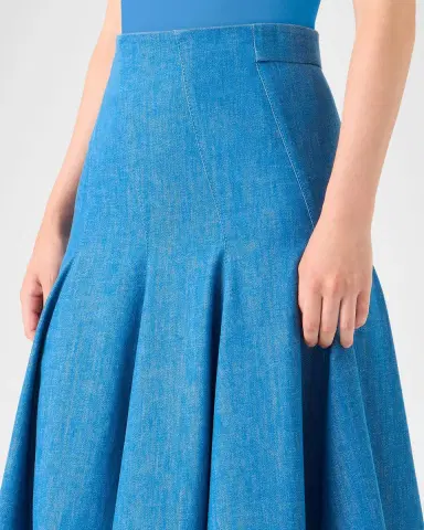 Akris Pleated Stretch Denim Midi Skirt | Thumbnail 5