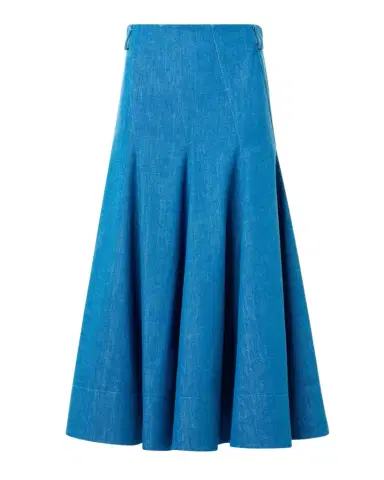 Akris Pleated Stretch Denim Midi Skirt | Thumbnail 1