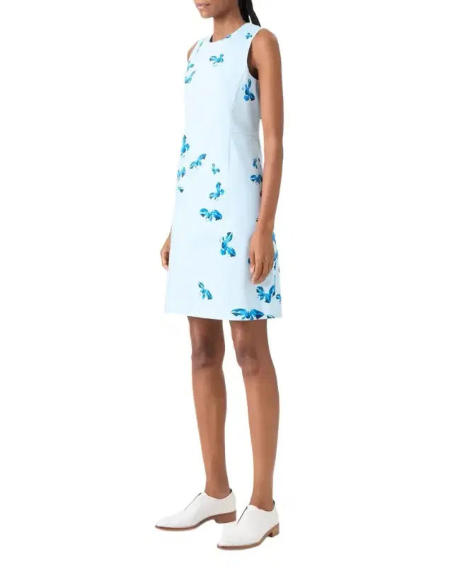 Butterfly-Print Cotton-Silk Sleeveless Mini Dress