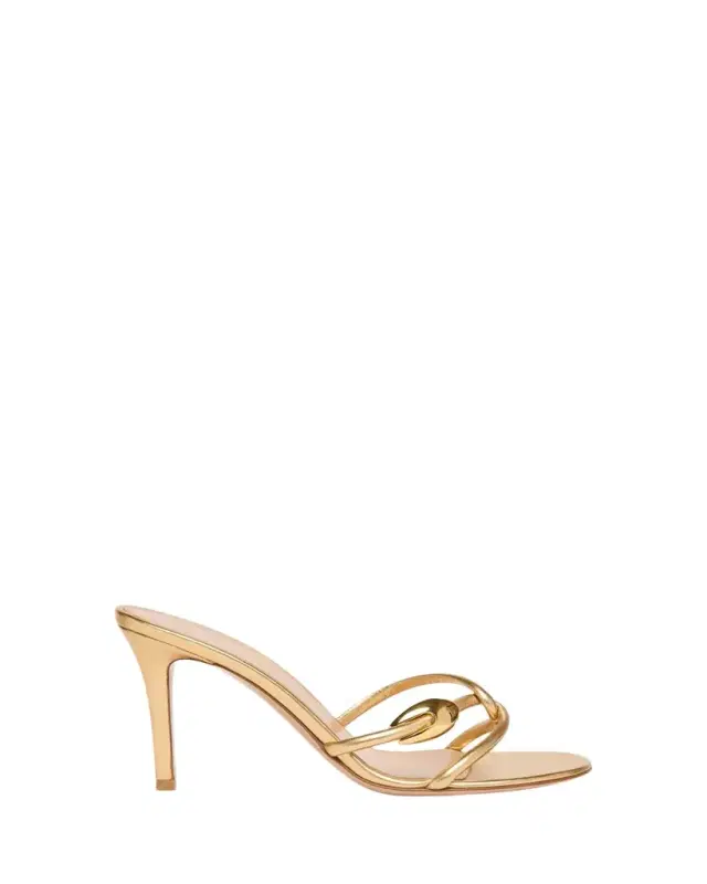 Metallic Serpent Twist Ankle-Strap Sandals