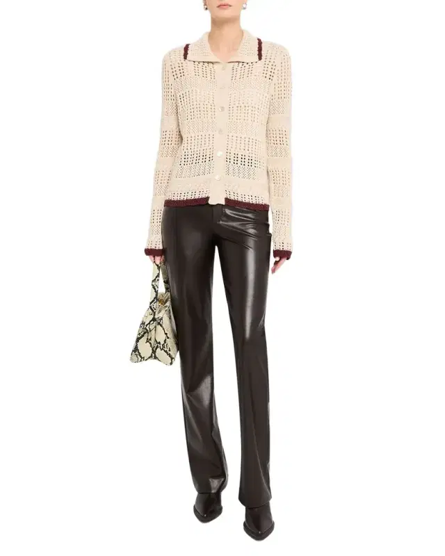 Tipped Pointelle-Knit Cotton Cardigan