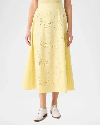 Akris Butterfly Broderie Anglaise Midi Circle Skirt | Thumbnail 3