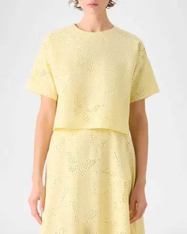 Akris Broderie Anglaise Short-Sleeve Top | Thumbnail 3 Akris Broderie Anglaise Short-Sleeve Top | Thumbnail 3
