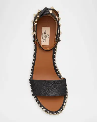 Valentino Garavani 105mm Rockstud Leather Wedge Espadrille Sandals | Thumbnail 11