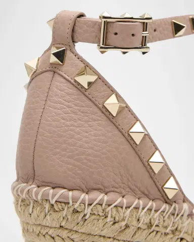 Valentino Garavani 105mm Rockstud Leather Wedge Espadrille Sandals | Thumbnail 5