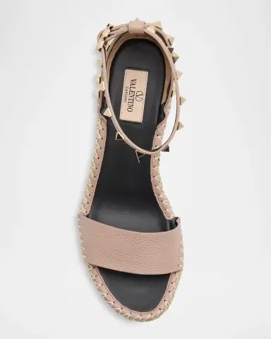 Valentino Garavani 105mm Rockstud Leather Wedge Espadrille Sandals | Thumbnail 6