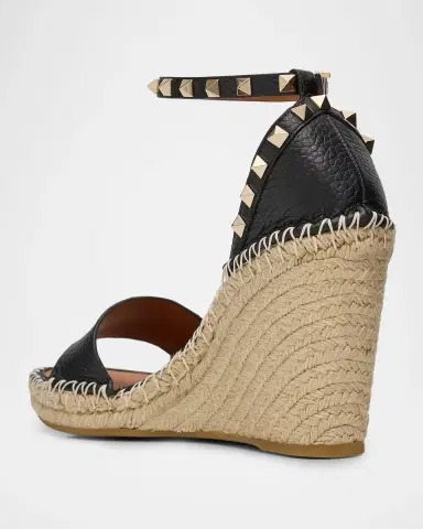 Valentino Garavani 105mm Rockstud Leather Wedge Espadrille Sandals | Thumbnail 9