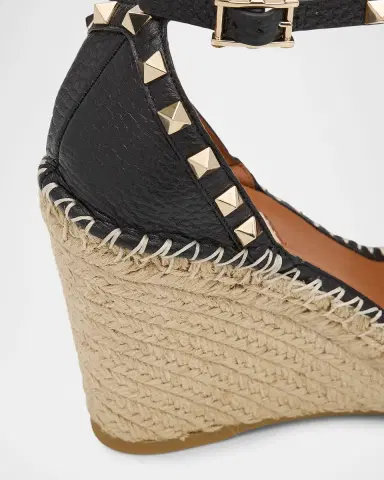 Valentino Garavani 105mm Rockstud Leather Wedge Espadrille Sandals | Thumbnail 10