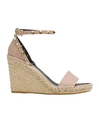 Valentino Garavani 105mm Rockstud Leather Wedge Espadrille Sandals | Thumbnail 1