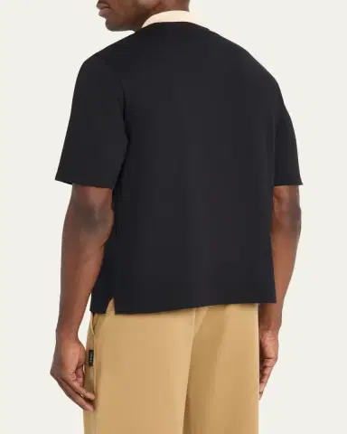 Valentino Garavani Men's Inlaid V Cotton Polo Shirt with Panther Patch | Thumbnail 3 Valentino Garavani Men's Inlaid V Cotton Polo Shirt with Panther Patch | Thumbnail 3